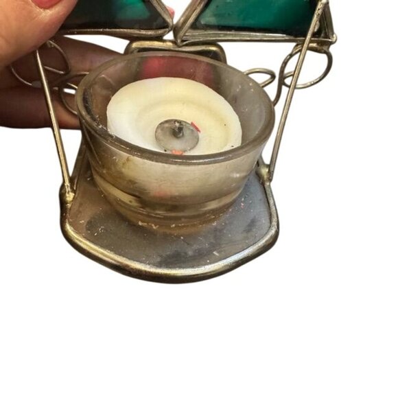 Stained Glass Christmas Tree Candle Holder With Red & Green Panels - Picture 8 of 9